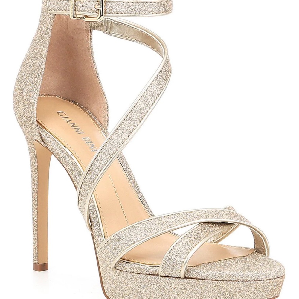 Corielle Glitter Ankle Strap Strappy Platform Sandals